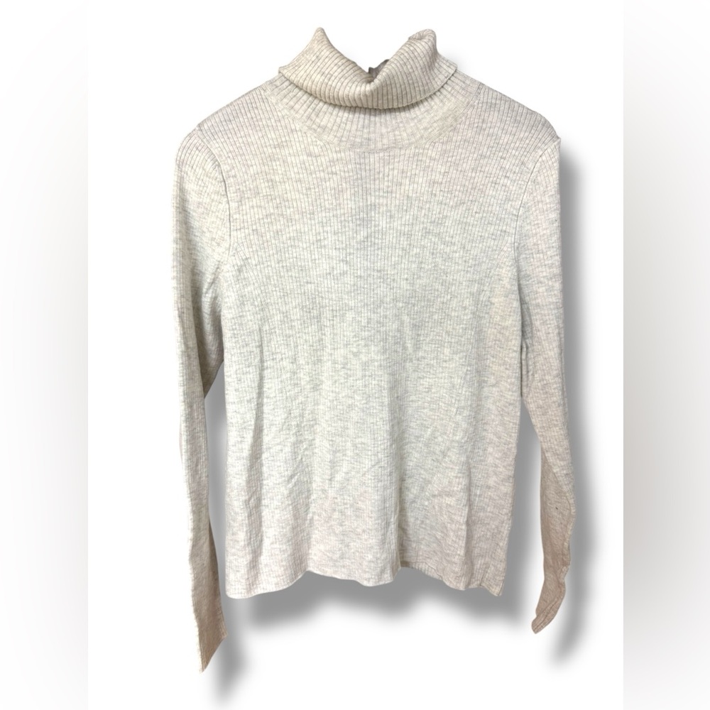 A New Day Heather Ivory Ribbed Turtleneck Sweater Sz XL EUC